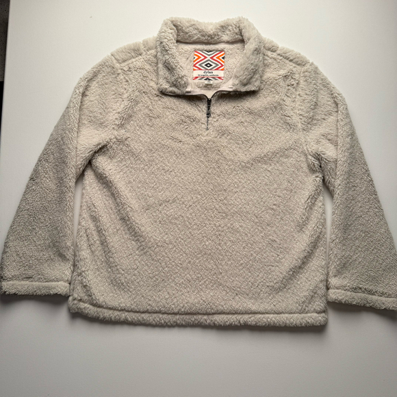 Dylan Womens Small Beige Brown Sherpa Pullover Fleece Sweater - Picture 1 of 4